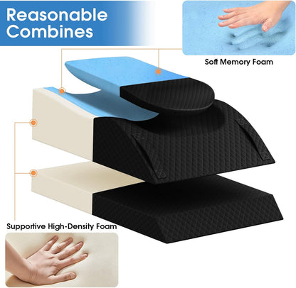 TranquilRelax Leg Elevation Pillows for After Surgery, Wedge Pillow, Grey | Memory Foam, All-around Knee & Ankle Support for Swelling, Height-adjustable, Nop-Slip Bottom, Washable Cover, Single-leg