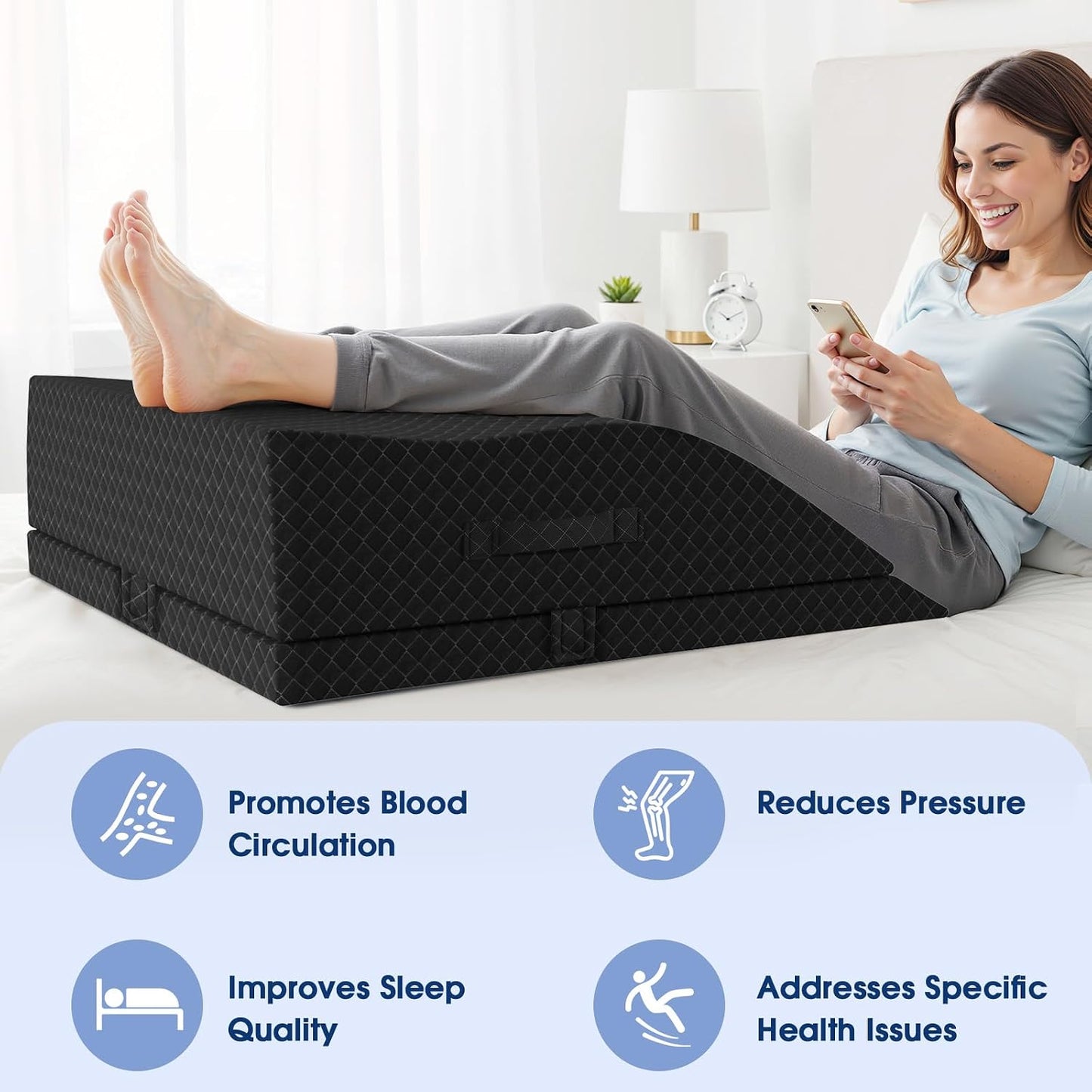 Elevation Pillows for Leg After Surgery, Memory Foam Adjustable Wedge Pillow for Injury or Rest, Ankle Pillow for Sleeping Blood Circulation Grey/Double Leg