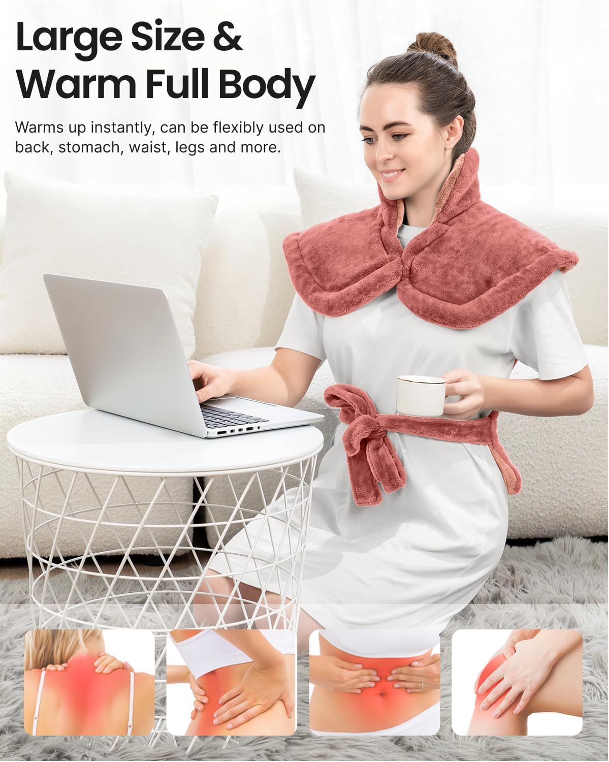 RENPHO Electric Heating Pad - 6 Heat Levels for Neck Shoulder and Back, Birthday Gifts for Women Men Mom Dad, Weighted Pad for Snug Fit, ETL Safety Certified, FSA Eligible, 24"x33" Gray