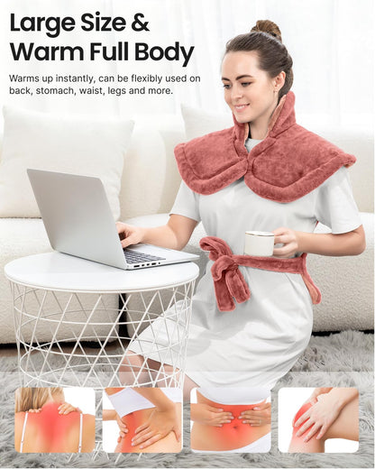 RENPHO Electric Heating Pad - 6 Heat Levels for Neck Shoulder and Back, Birthday Gifts for Women Men Mom Dad, Weighted Pad for Snug Fit, ETL Safety Certified, FSA Eligible, 24"x33" Gray
