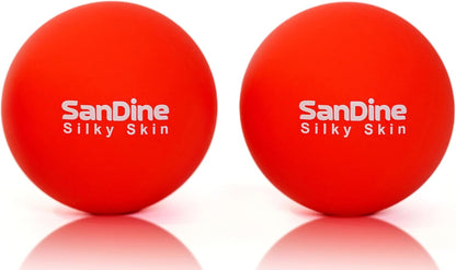 Lacrosse Massage Balls for Deep Tissue Massage - Release Tension Relieve Muscle Soreness Improve Flexibility - Ideal for Myofascial Release Trigger Point Therapy - 2Pack Yoga Balls by Sandine (Red)
