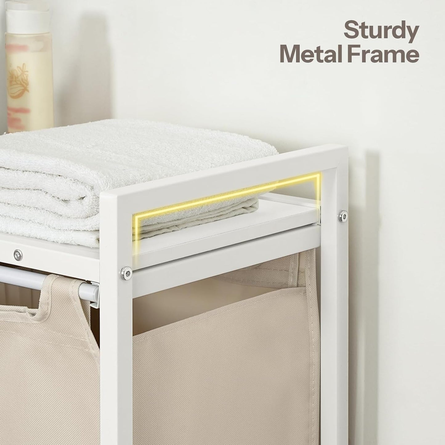 HOOBRO Laundry Sorter 3 Section, Laundry Hamper with Wheels, 3 × 11.5 Gal (43.4L), Rolling Laundry Basket, Pull-Out and Removable Oxford Fabric Laundry Bags, Rustic Brown and Grey BFG76XY01