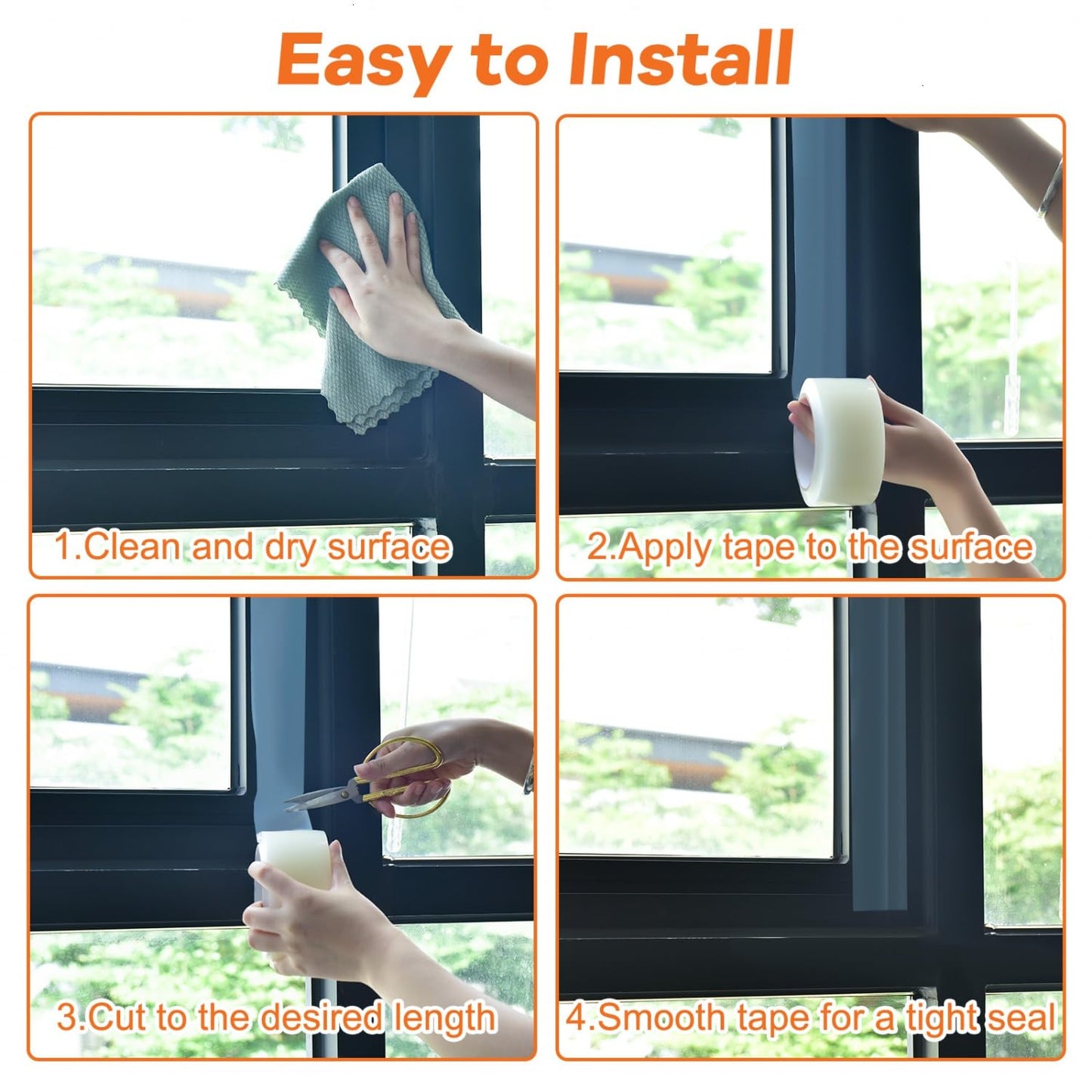 YoleShy 3 Pack Transparent Window Weather Sealing Tape 2 Inch x 30 Yards No Residue Heavy Duty Window Insulation for Winter Cold Draft Proof Gap Sealing, Total 90yds Air Conditioner Window Seal
