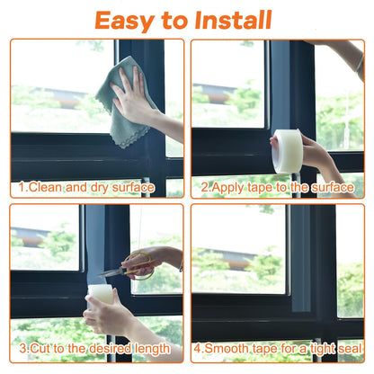 YoleShy 3 Pack Transparent Window Weather Sealing Tape 2 Inch x 30 Yards No Residue Heavy Duty Window Insulation for Winter Cold Draft Proof Gap Sealing, Total 90yds Air Conditioner Window Seal