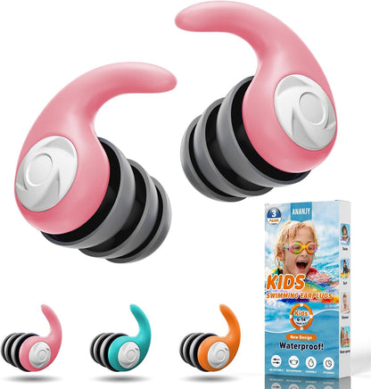 Waterproof Swimming Ear Plugs for Adults Kids, 3 Pairs Soft Silicone