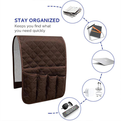 Armchair Caddy for Recliner, Non Slip Sofa Arm Organizer, Sage Green | 5-Pocket Recliner Armrest Organizer, Couch Side Storage Holder for Remotes, Cell Phone, Magazines & Tablets, Machine Washable