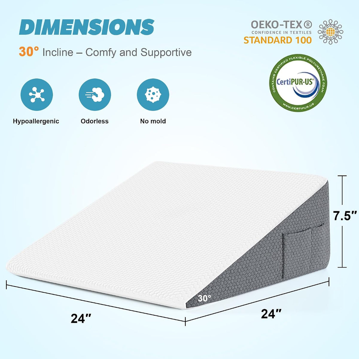 Leg Elevation Pillows for Swelling, Memory Foam Wedge Pillow for Legs Blood Circulation, Leg Elevation Pillows for After Surgery, Knee Wedge Pillow for Sleeping Back Hip Ankles Relief