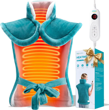 ALLJOY Heating Pad for Neck and Shoulders and Back Pain Relief | 24"x33" Weighted Heating Pad for Back with 10 Heat Levels & 4 Timers, Auto Shut-Off, Birthday Gifts for Men Women, Grey