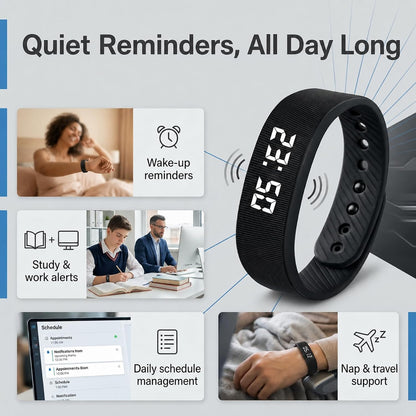 Vibrating Alarm Wristband Clock for Heavy Sleepers Wake Band Wrist Watch Silent Vibration Bracelet Loud Adults Strike Deaf People Despertar with that Won't Partner Extremely Deep
