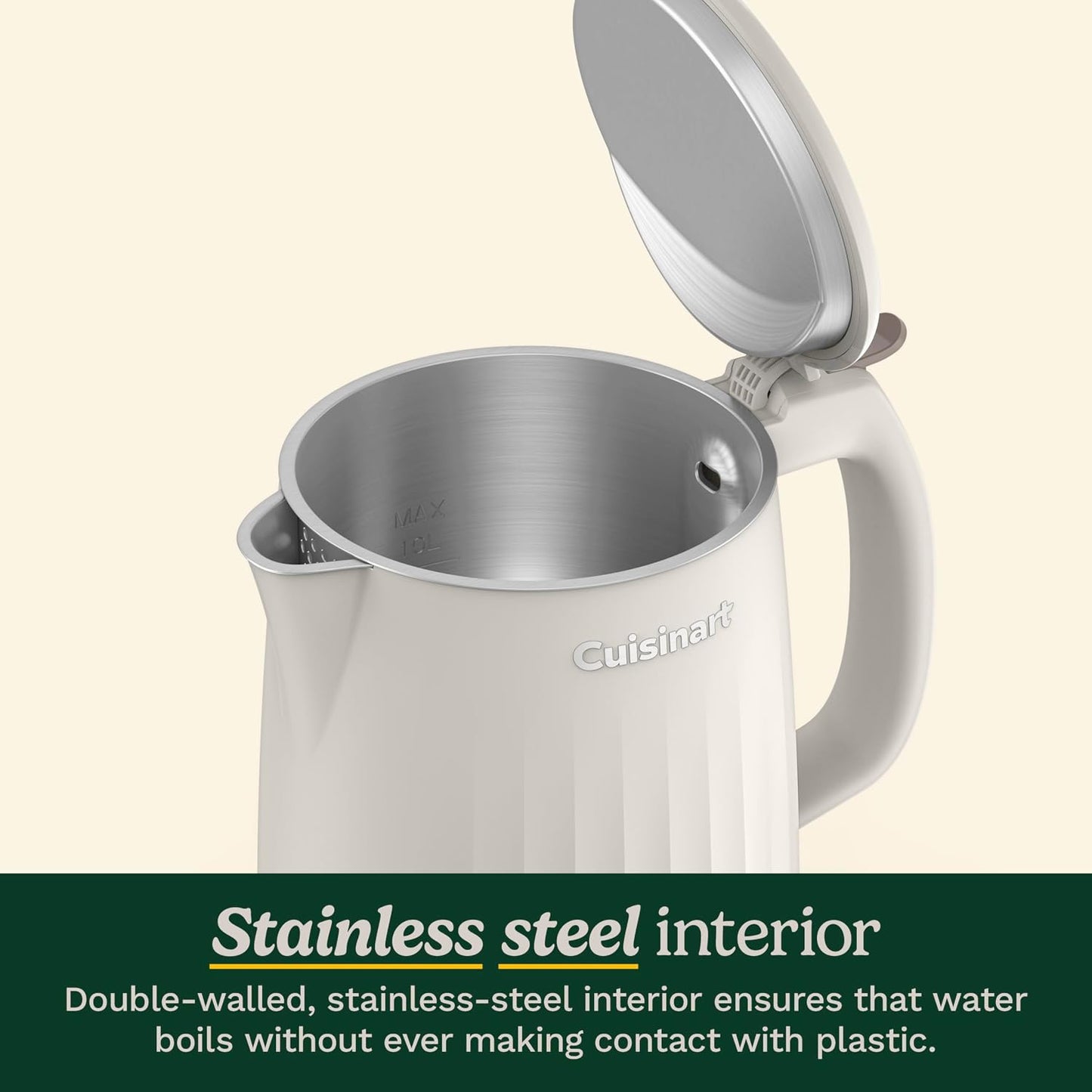 Cuisinart Soho 1-Liter Double Wall Electric Hot Water Kettle, Tea Kettle with Stainless Steel Interior, One Touch Operation to Boil Water for Tea, Hot Cocoa, or Instant Oatmeal, CK-10BK, Black