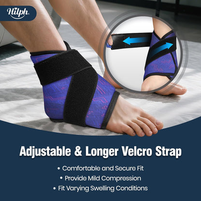 Hilph Ankle Heel Ice Pack Wrap for Swelling, Achilles Tendonitis, Sprain | Longer Strap for Cold Compression Therapy, Flexible Gel Foot Ice Pack Wrap, for Ankle Surgery Recovery, Plantar Fasciitis