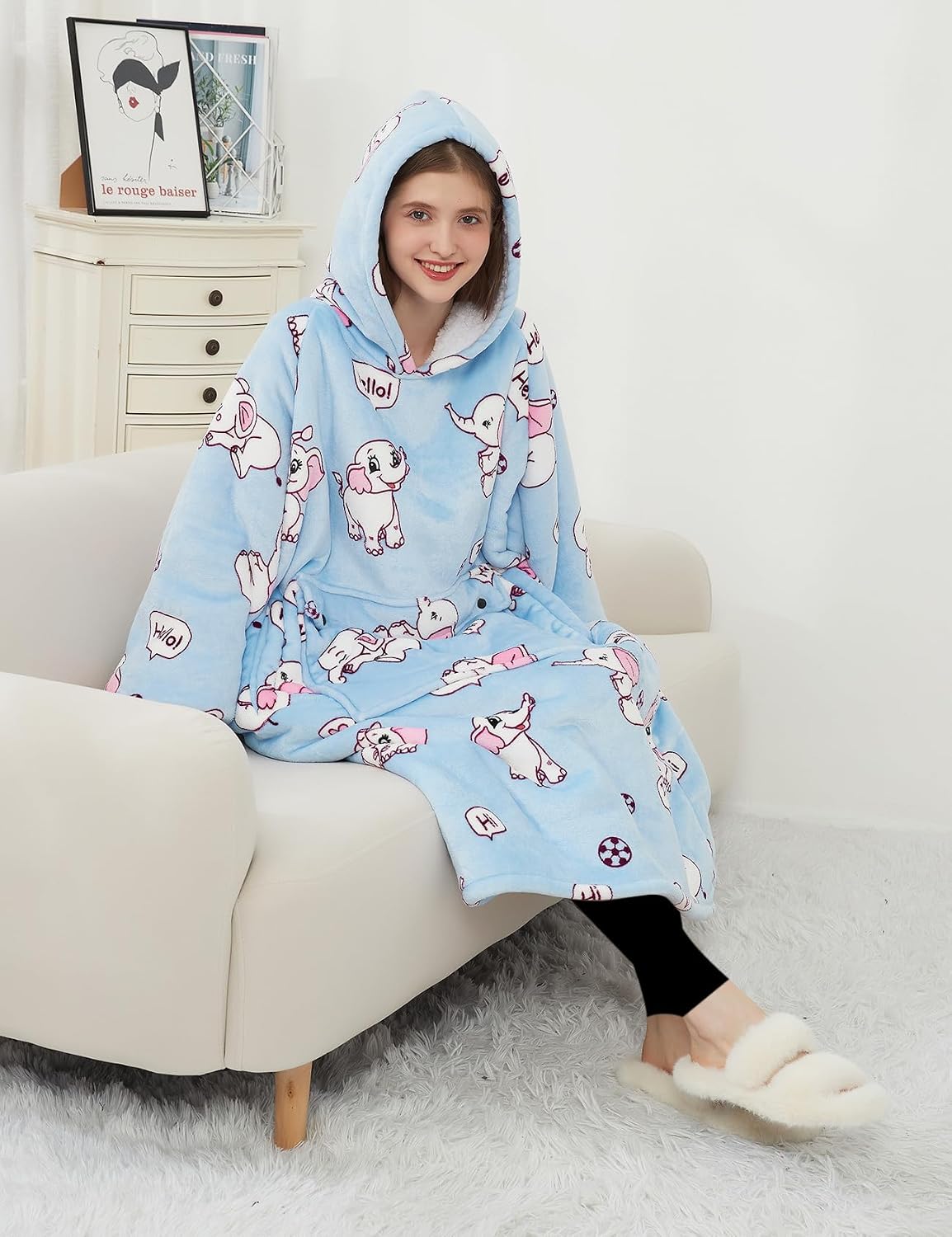 Wearable Blanket Hoodie for Adults With Pocket Strawberry Hoodie | Sherpa, Fuzzy Blanket Hoodie, Oversized Sweatshirt Blanket, Kangaroo Pouch, Cute Birthday Gifts for Sister, Cute Stuff