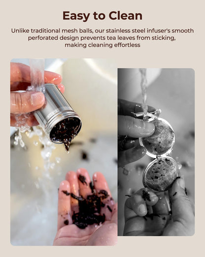2 Pack Reinmoson 304 Stainless Steel Tea Infuser for Loose Leaf Tea | 1.58” x 2.2” Extra Fine Mesh Tea Strainers Ball, Threaded Lid, Loose Leaf Tea Steeper for Black Tea, Rooibos, etc