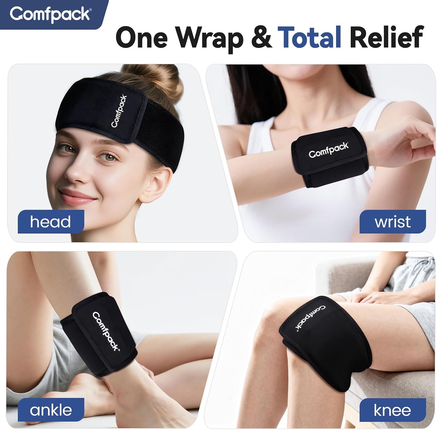 Comfpack Neck Ice Pack Wrap, Flexible Gel Ice Pack for Neck, Wrists, Head | Hot & Cold Compress Long Ice Pack for Injuries, Sore Neck, Tonsillectomy, Thyroidectomy, Surgery Recovery, Office Pressure
