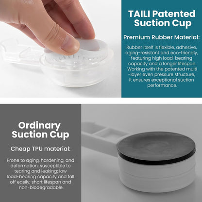 TAILI No Drill Powerful Suction Cup Razor Holder for Shower 2 Pack, Black | Waterproof, Towel, Loofah, Shaver Holder for Shower Wall, Powerful Suction Cup Hooks for Bathroom, Easy to Install and Reuse