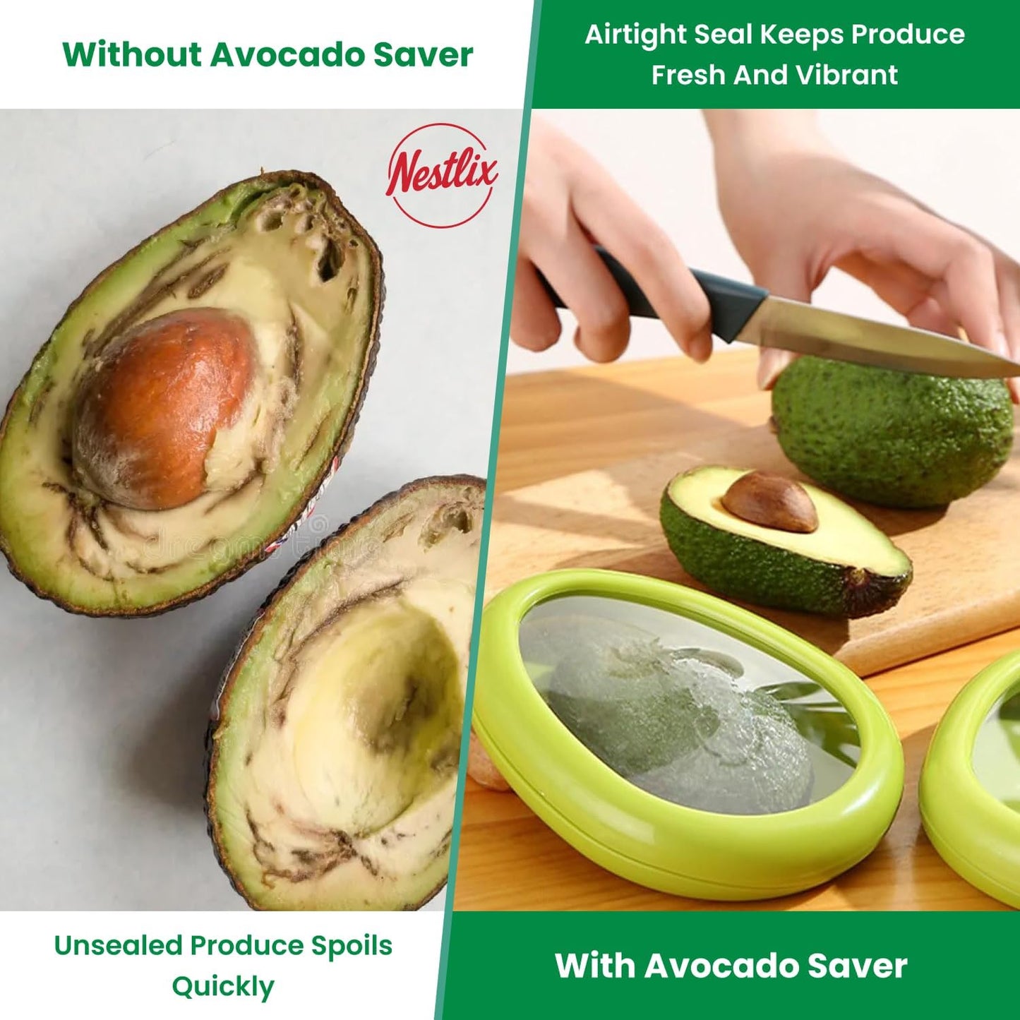 Avocado Saver Storage Containers | Set of 4 Silicone Lids Reusable Fresh Pods | Air Tight Containers for Food Avocado, Onion, Tomato & Halved Produce Half Cut Fruits Tomato Savers