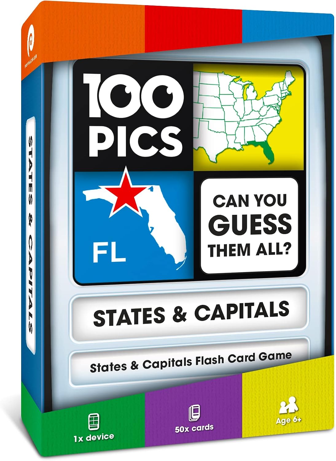 Logos Travel Game - Guess 100 Logos | Flash Cards with Slide Reveal Case | Card Game, Gift, Stocking Stuffer | Hours of Fun for Kids and Adults | Ages 6+