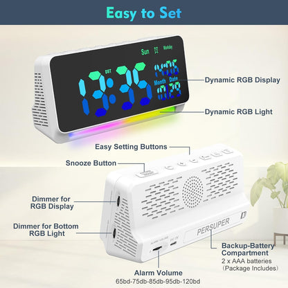 120db Super Loud Alarm Clock for Heavy Sleepers, Bluetooth Connection