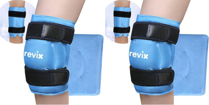 REVIX XL Knee Ice Wrap Around Entire Knee, Gel Ice Pack for Muscle Ache, Cold Pack to Reduce Discomfort and Promote Flexibility, Soft Plush Linings, Purple