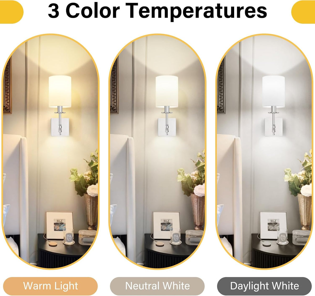 Battery Operated Wall Sconces Set of 2, Rechargeable Sconces with Remote