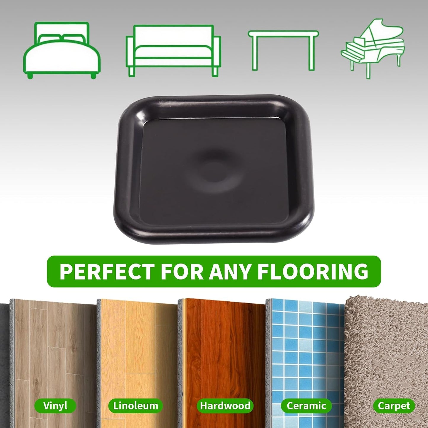 1 5/8" Round Carpet Bottom Furniture Caster Cups Furniture Coasters 24 Pack | Reusable Furniture Pads for Hardwood Floors, Carpet Sliders Floors Protectors to Tile or Laminate from Scratches, Brown/Gray