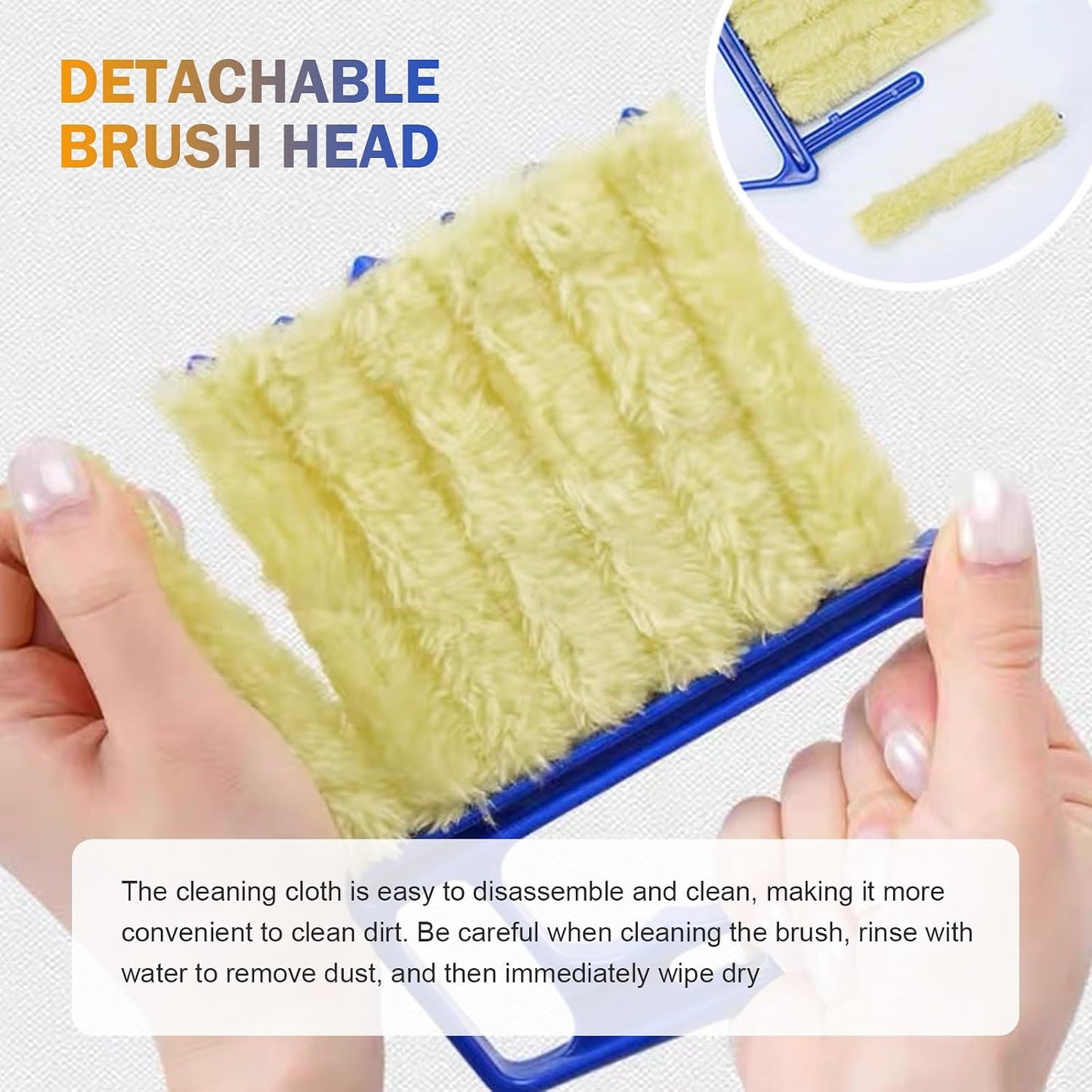 WZP 2PCS Blind Cleaner Duster Tool, Mini 7 Fingers Air Vent Cleaners | Handheld Washable Blind Cleaner, Universal for Blinds, Air Conditioner Vents, Fans Vents (Orange & Blue)