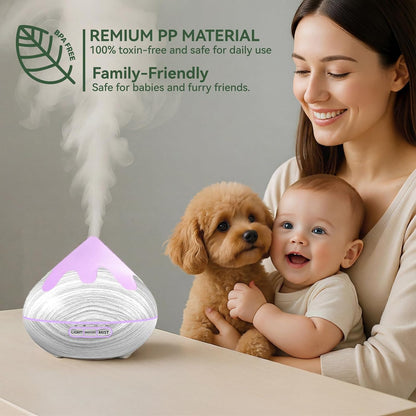500ML Essential Oil Diffuser, Aromatherapy Diffuser with Remote Control, Multifunctional Air Diffusers for Home Office Room, Fragrance Aroma Diffuser with 7 Color LED & 2 Mist Mode, Brown