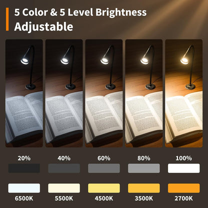LED Neck Reading Light, Bendable Rechargeable Book Light 110-hr Lasting
