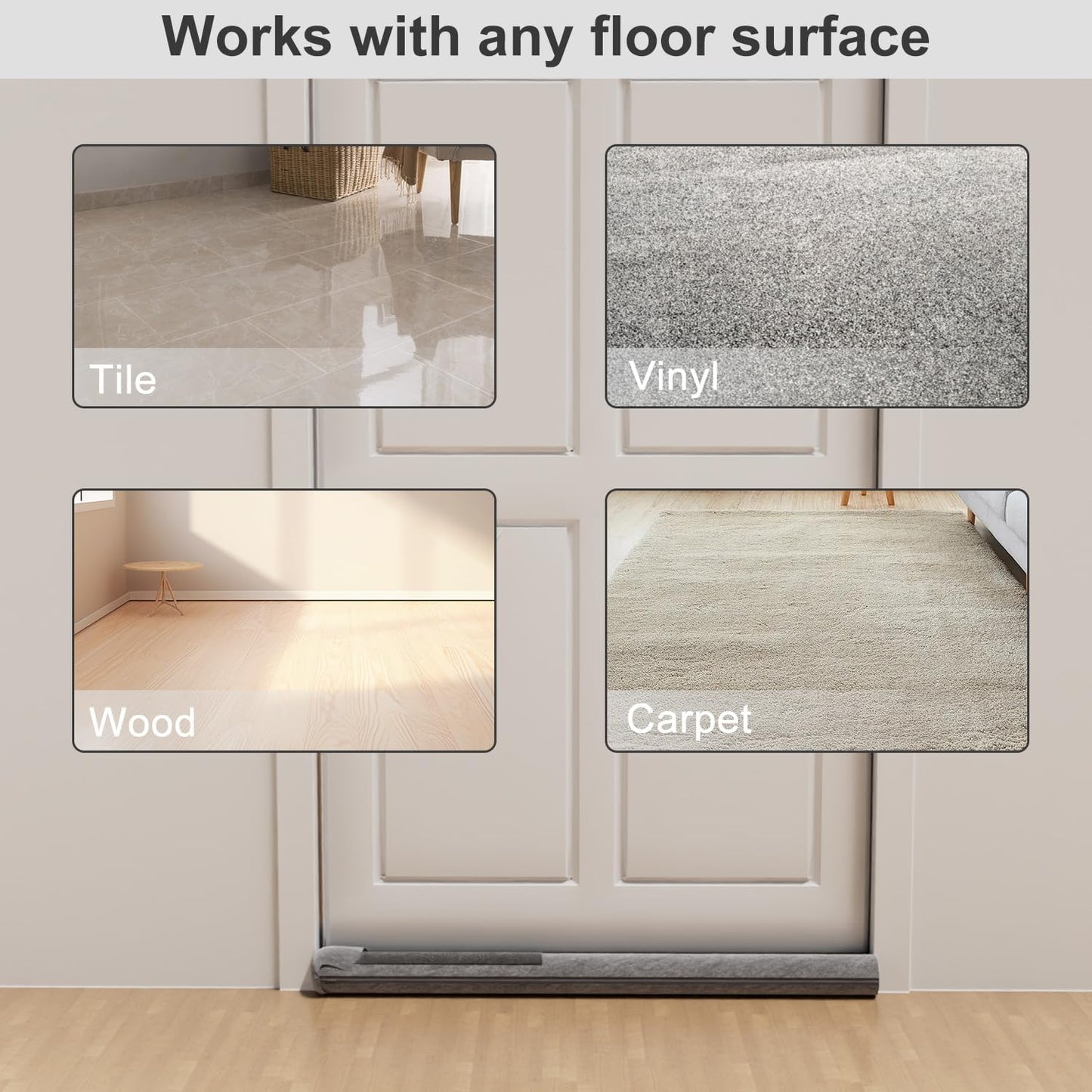 2 Pack Under Door Draft Stopper 36" Double Sided Door Sweep, Blocks Noise, Cold Air, Light, Dust, Smoke, Odor, Soundproof, Fits 30" 32" 36" Doors