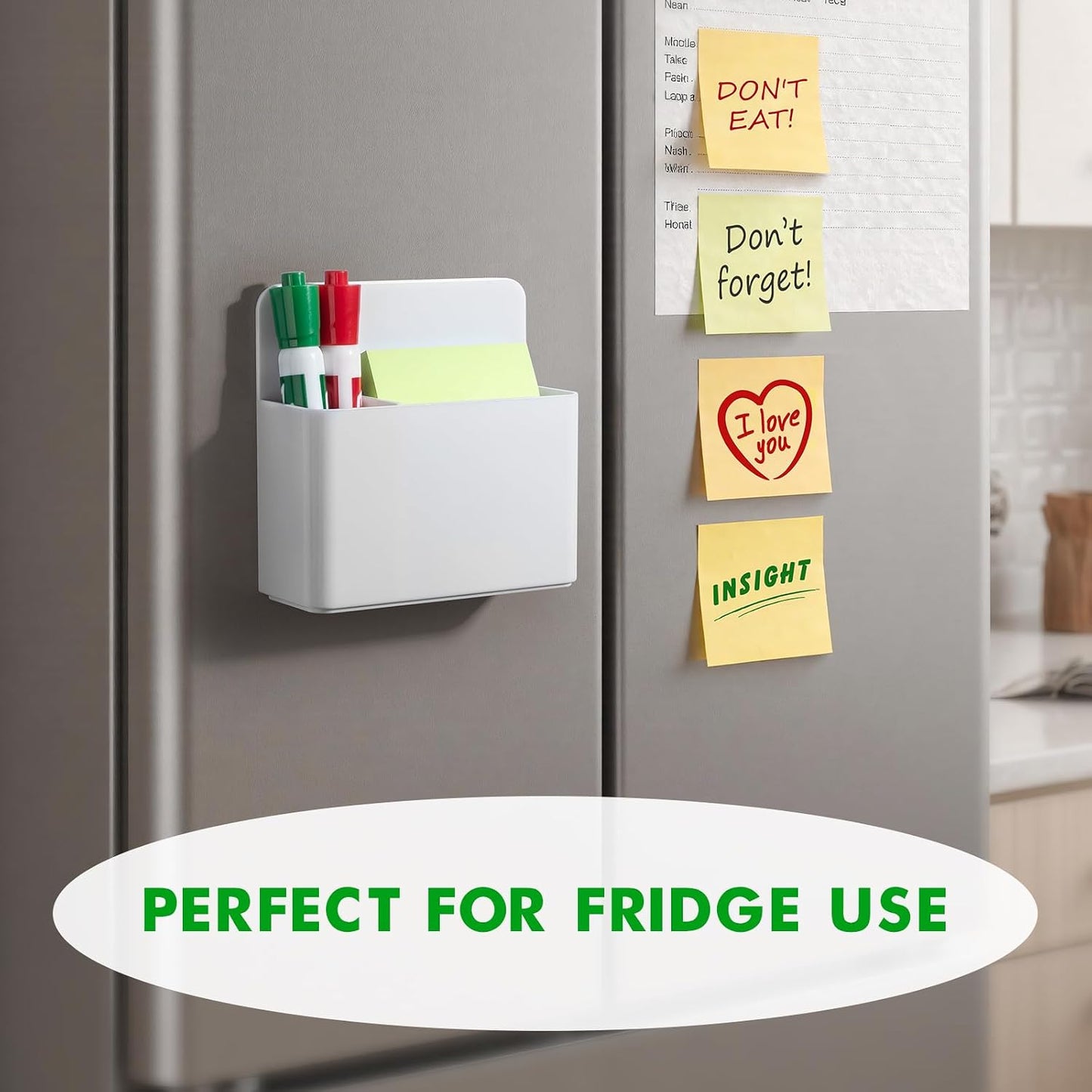 2 Pack Magnetic Pen Holder Cup for Whiteboard, Classroom Supplies | Plastic Magnetic Dry Erase Marker Holder for Refrigerator Fridge, Pencil Cup for School, Locker Accessories Organizer-White