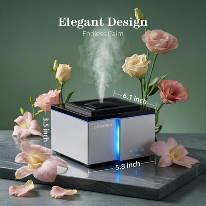 500ml Essential Oil Diffuser, Ultrasonic Aromatherapy Diffuser | All-Day Long-Lasting Cool Mist Humidifier with Remote Control, 7-Color Light, Timer, Auto-Off for Home, Bedroom (Silver)