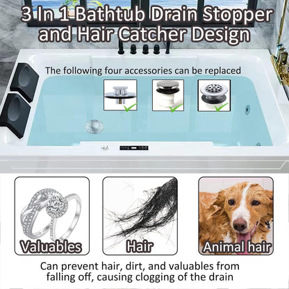 AzWzz Universal Tub Stopper Bathtub Drain Plug, Pop Up Tub Drain Hair Catcher, Drain Cover with Strainer, for 1-3/8 to 2in Bath Drain Hole