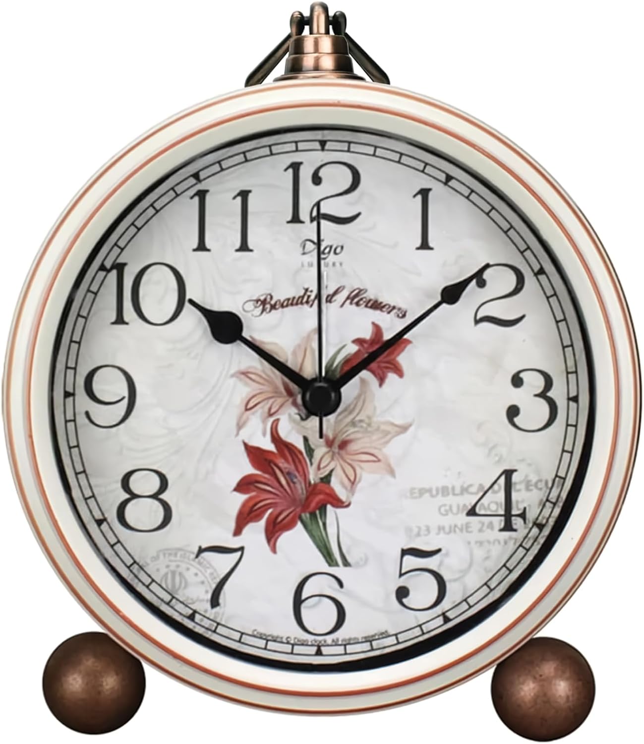 Maxspace 5.2in Analog Clock, Retro Silent Desk Clock Non-Ticking & Battery Operated with Quartz Movement,Clock Decor for Bedroom Living Room