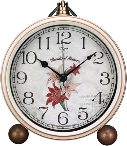 Maxspace 5.2in Analog Clock, Retro Silent Desk Clock Non-Ticking & Battery Operated with Quartz Movement,Clock Decor for Bedroom Living Room