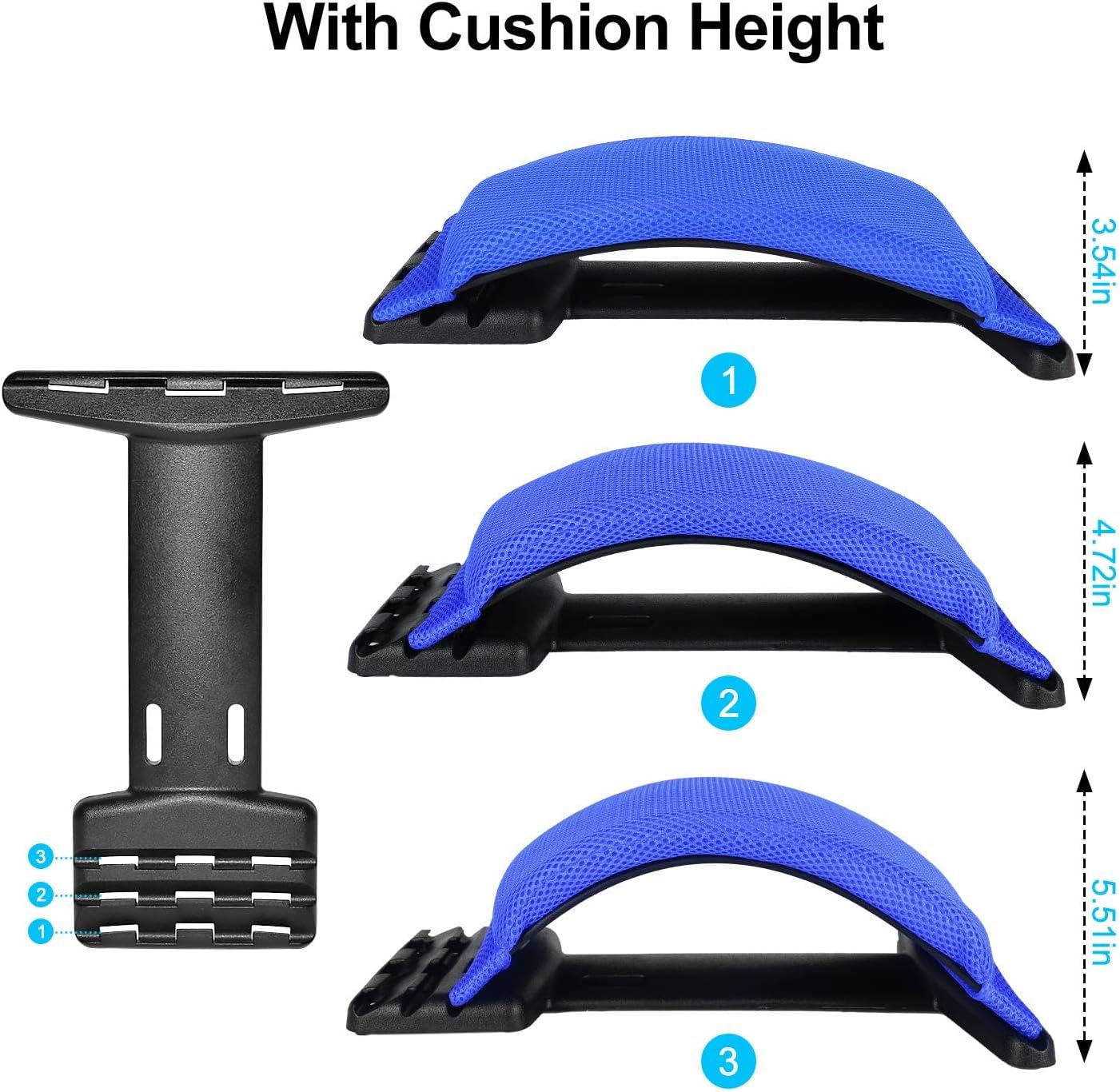 Multi-Level Back Stretcher Device, Lumbar Back Stretching Device, Memory Foam Lumbar Pillow Back Pain Support for Office Chair and Pain Relief(Blue)