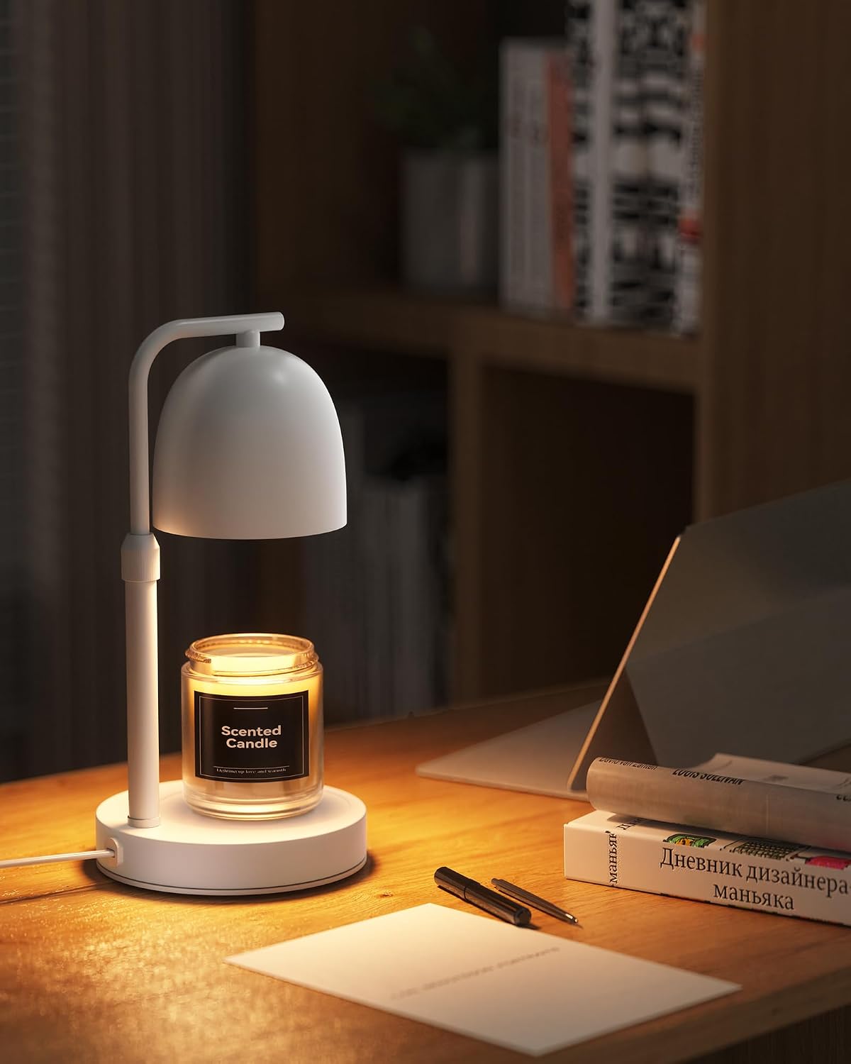 Candle Warmer Lamp with Timer Dimmable, Adjustable Height Black Candle Warmer for Jar Candles, Birthday Gifts for Women & Men, Office Decor, House Warming Gift, Wax Melt Warmer with 2 Bulbs