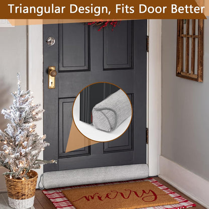 Triangle Under Door Draft Stopper Noise Blocker 38 Inches for Door Bottom Air Seal Insulation and Soundproof, Heavy Duty Weather Guard Snake Stripping, Gray