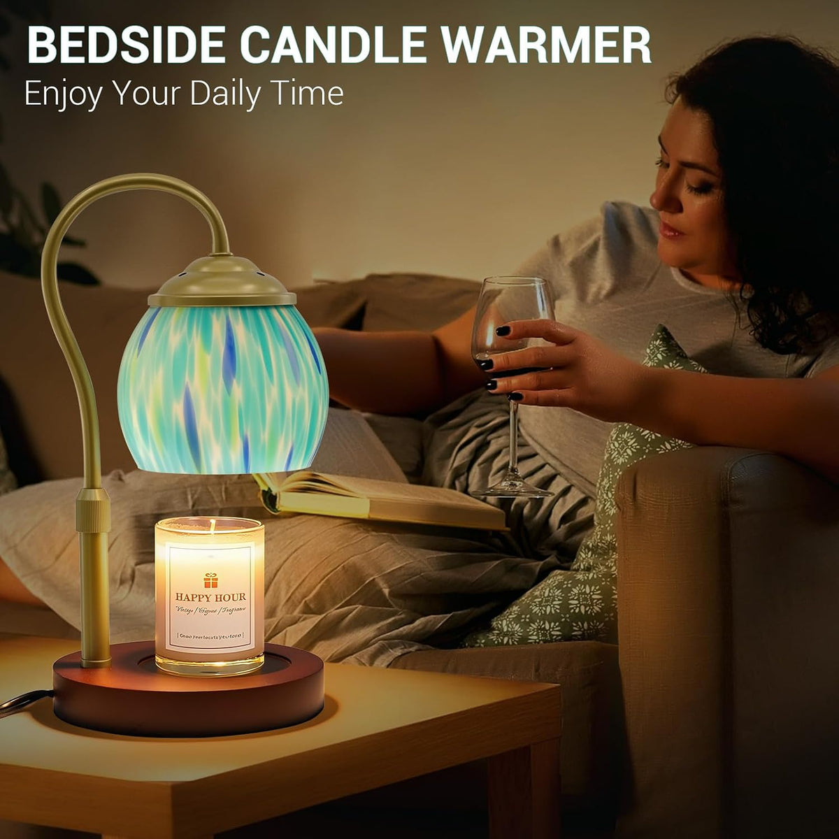 Candle Warmer Lamp - Electric Candle Lamps Timer Dimmer, Sunflower Tiffany Style Stained Glass Candle Warming Lamp Compatible with Jar Candles Valentine Birthday Gifts for Mom Friend Wax Melt Warmer