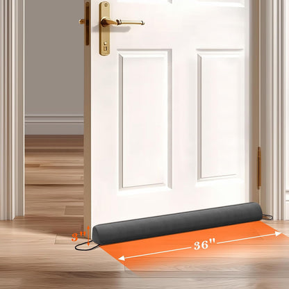 Door Draft Stopper with Removable Washable Cover, 38", Black | Weighted Gap Filler, Blocks Hot and Cold Air, All-Season Seal, Easy Install, Noise & Wind Blocker, Home Essentials