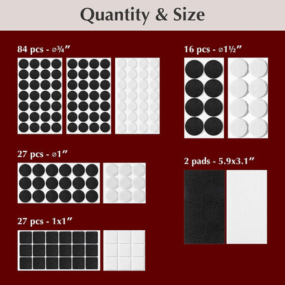 Felt Furniture Pads - 156pcs Black - Chair Leg Floor Protectors - Felt Pads | Furniture Sliders for Hardwood Floors, Chair Foot Pads, Furniture Legs, Felt Pads for Chairs, Floor Protectors for Furniture
