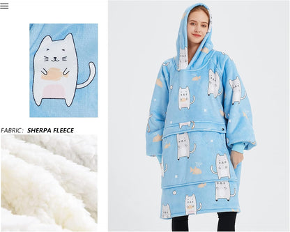 Wearable Blanket Hoodie for Adults With Pocket Strawberry Hoodie | Sherpa, Fuzzy Blanket Hoodie, Oversized Sweatshirt Blanket, Kangaroo Pouch, Cute Birthday Gifts for Sister, Cute Stuff