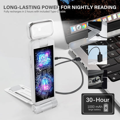 KTEBO 2 Pack Rechargeable Book Light Clip-On Reading Light for Books in Bed | 9 eye-friendly modes from 3 color temperatures and 3 brightness, USB-C up to 30 hrs - Black & Black