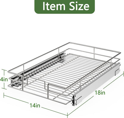 LOVMOR 2 Tier Individual Pull Out Cabinet Organizer 11" W x 18" D, Slide Out Kitchen Cabinet Storage Sliding Shelves