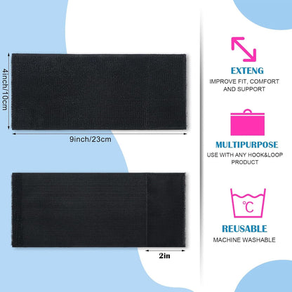 Geiserailie 2 Pcs Extender Strap Reusable 3 x 20 Inch Ice Belt Extender Strap Multipurpose Elastic Hook and Loop Extension for Ice Pack Black Back Knee Ankle Braces, Vests, Wraps, and Belts
