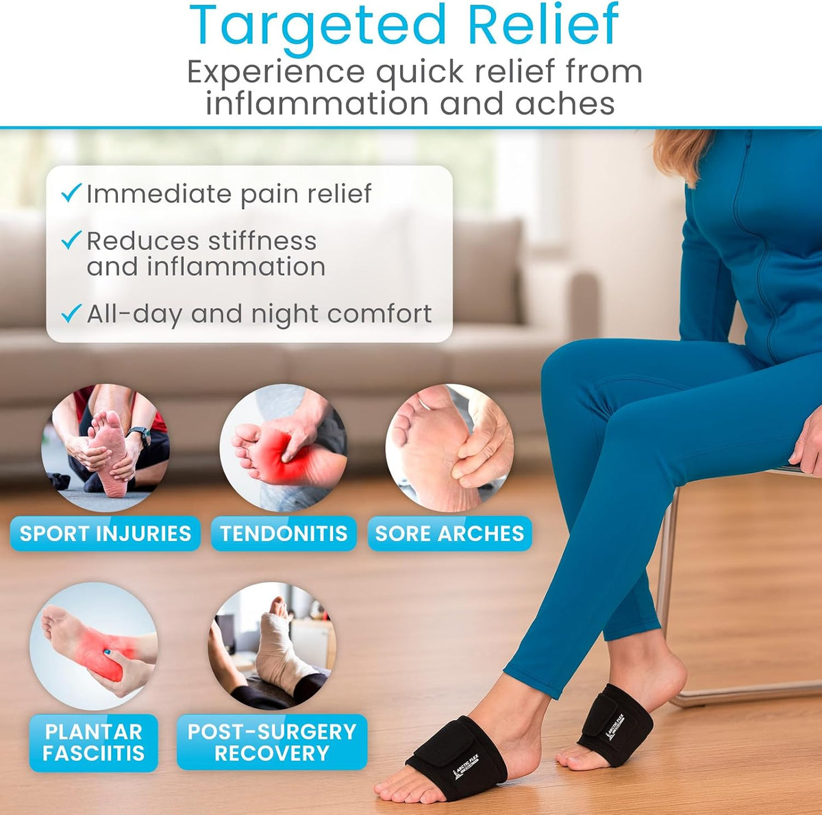 Arctic Flex Foot Ice Pack Wrap - Reusable Gel Cold Brace for Arch Pain