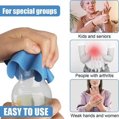 LUTER 4pcs Jar Opener Gripper Pad for Seniors with Weak Hands, Rubber | Multi-function Silicone Bottle Opener Lid Cap Rubber Gripper Pads Kitchen Coasters Gadgets, Light Blue, Green