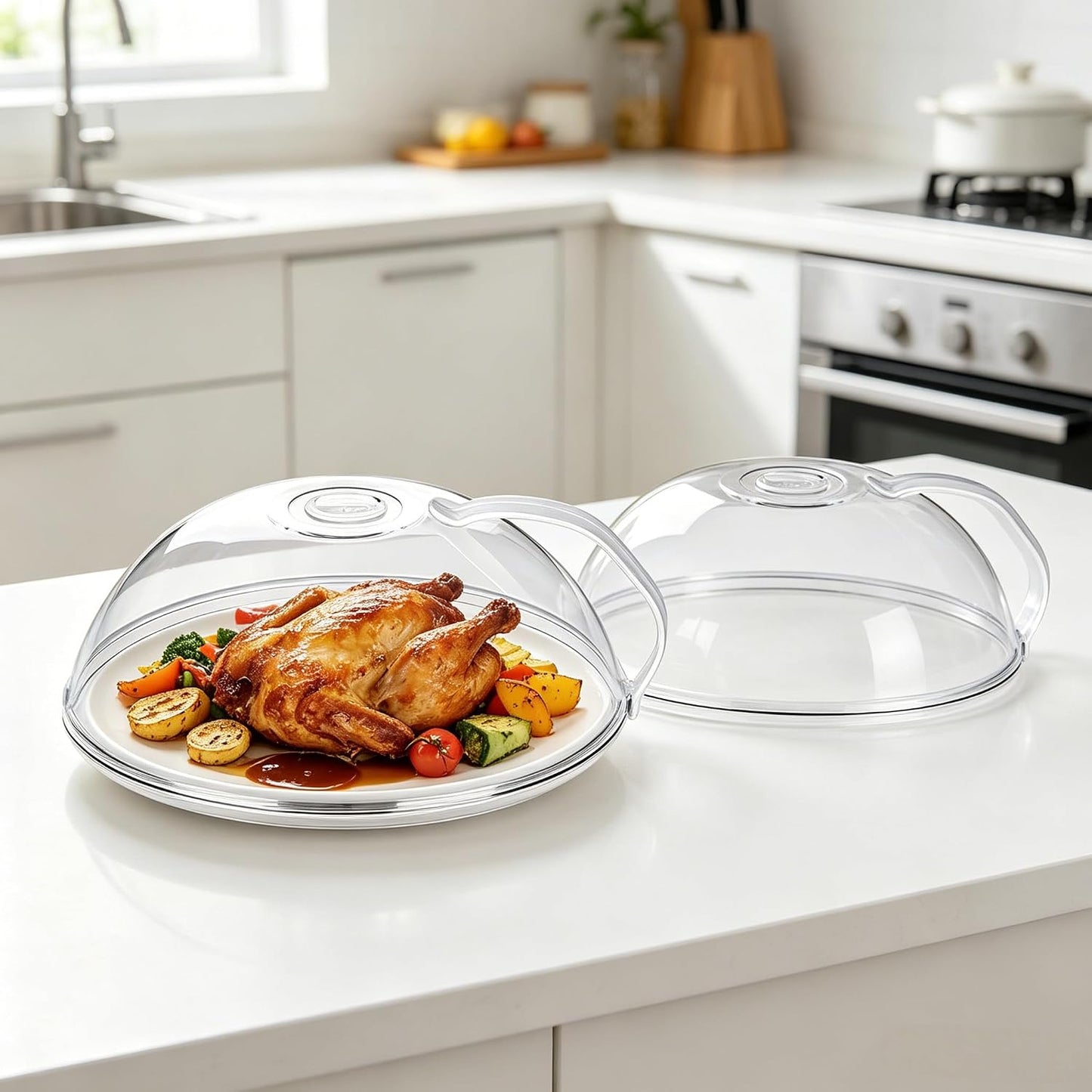 2 Pack Food Grade Microwave Splatter Cover with Handle Steam Vent | Non Toxic Microwave Splatter Covers with Steam Vents, Food Safe Microwave Lid for Kitchen Cooking Heating