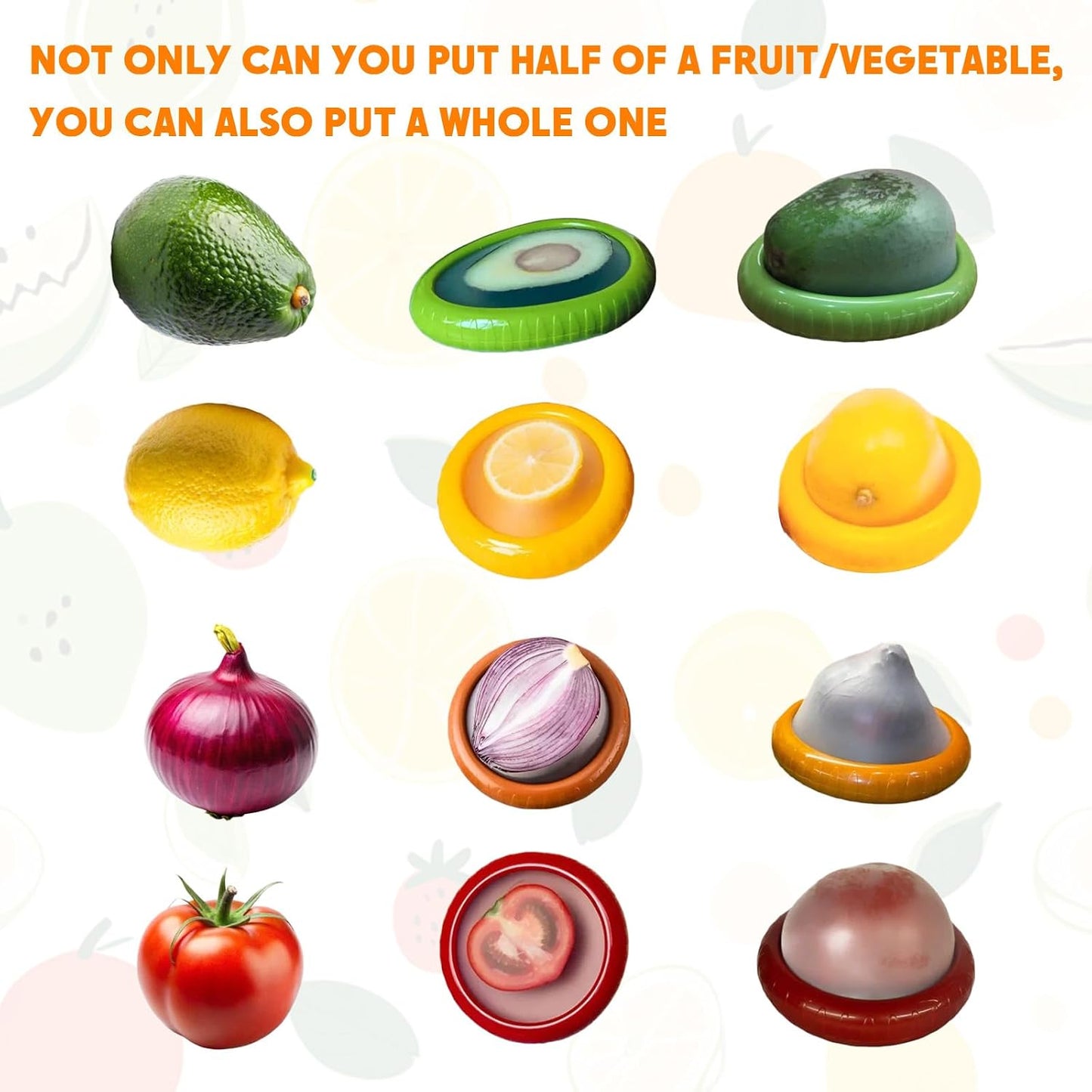 4 PCS Silicone Fruit and Vegetable Containers for Fridge, Reusable Fruit Storage Box, Silicone Food Storage Containers Set - (Green, Red, Yellow, Brown), Airtight Storage Box with Lid