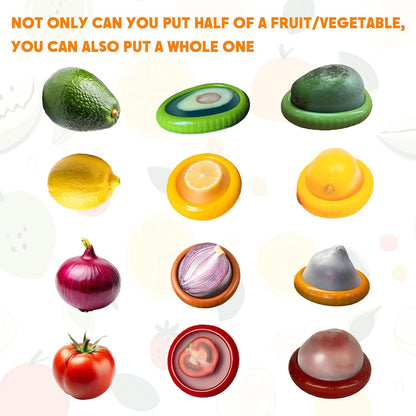 4 PCS Silicone Fruit and Vegetable Containers for Fridge, Reusable Fruit Storage Box, Silicone Food Storage Containers Set - (Green, Red, Yellow, Brown), Airtight Storage Box with Lid