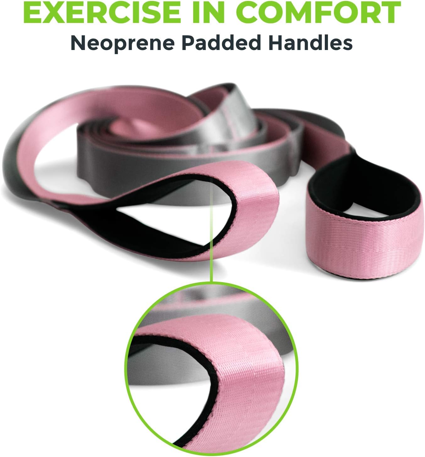 Stretching Strap for Physical Therapy, 12 Multi-Loop Stretch Strap 1.5" W x 8' L, Neoprene Handles, Physical Therapy Equipment, Yoga Straps for Stretching, Leg Stretcher.